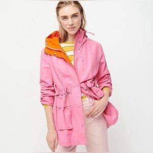 J. Crew Perfect Lightweight Rain Jacket Pink Orange Size Small
